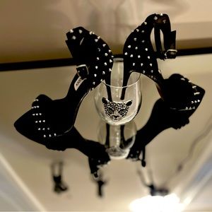 Steve Madden Womens Black Studded Stiletto High